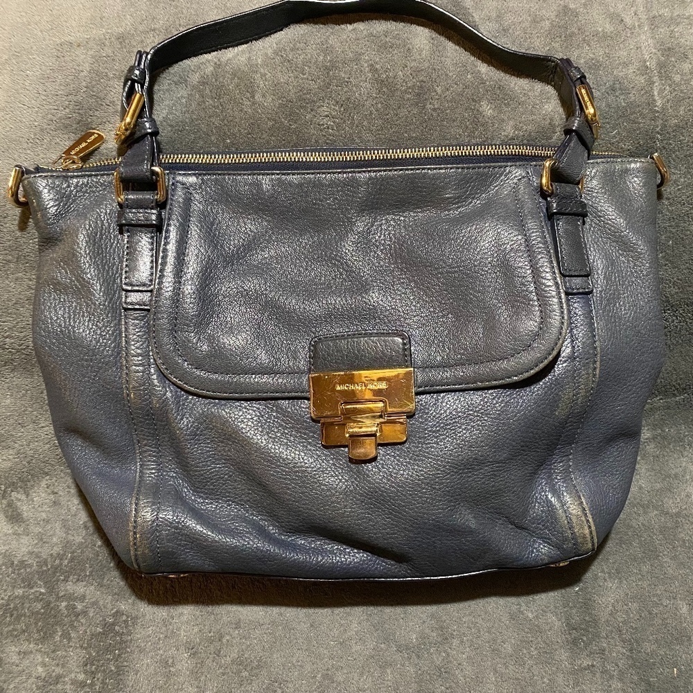 Blue Michael Kors Leather Handbag